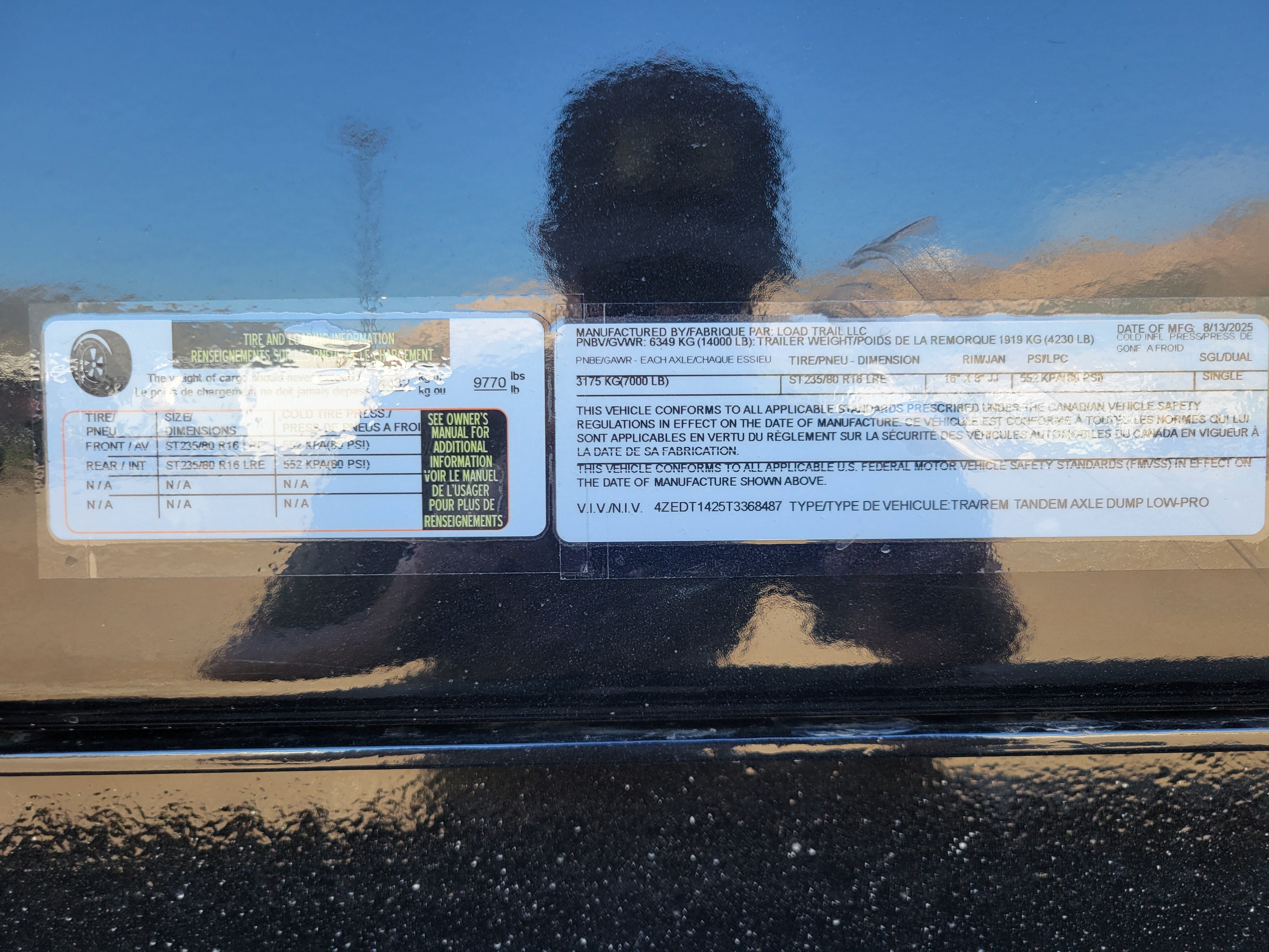 Load Trail 83" x 14 Dump Trailer