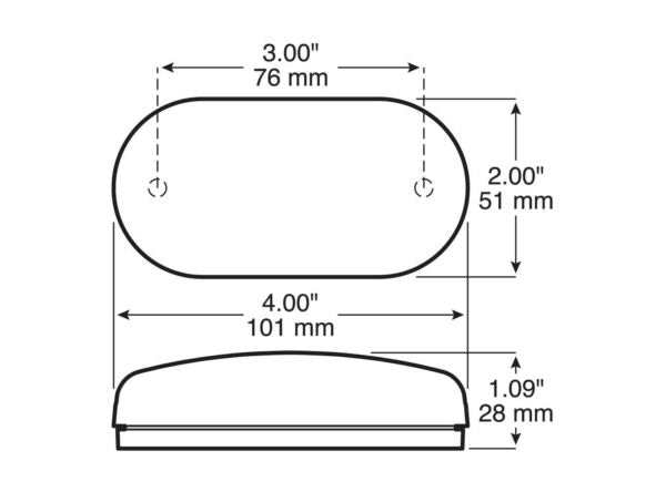 SALE - Peterson Incandescent Marker/Clearance Light-Red, Oblong, 2 Bulbs