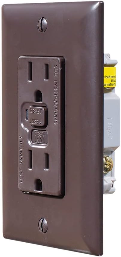 -SALE- RV Designer Dual GFCI Outlet with Cover Plate- Brown