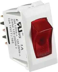 SALE - RV Designer White w/Red Rocker Switch- 10 Amp