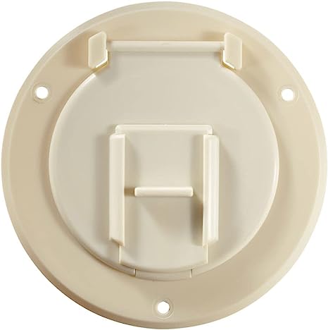 -SALE- RV Designer Basic Round Electrical Cord Hatch- Colonial White