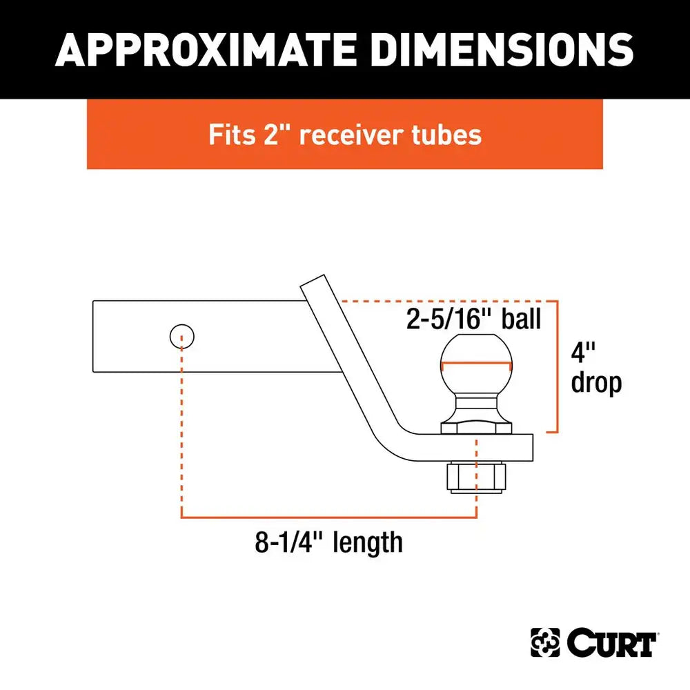 Curt Loaded Ball Mount with 2-5/16" Ball, 2" Shank, 4" Drop, 7,500lbs