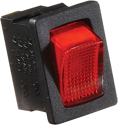 SALE - RV Designer Rocker Switch, Illuminated- Black w/Red