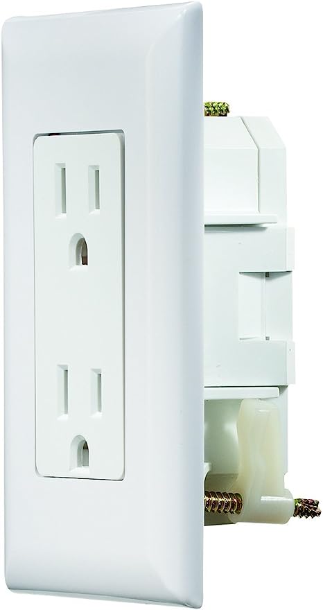 -SALE- RV Designer Self Contained Dual Outlet with Cover Plate- White
