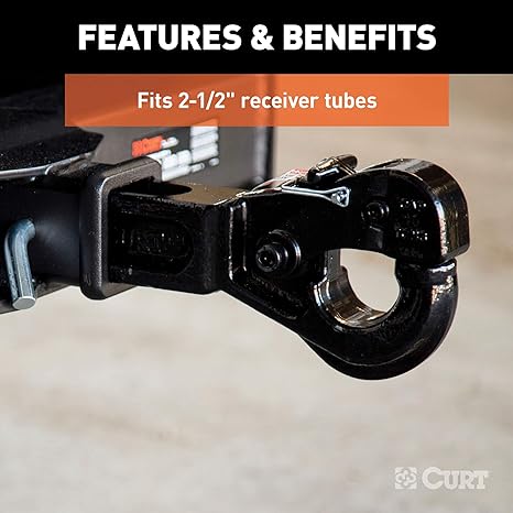 -SALE- Curt Receiver-Mount Pintle Hook -2 1/2" Shank, 20,000 Lbs., 2-1/2" Lunette Rings