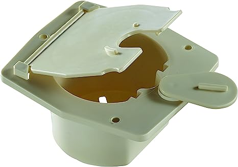 -SALE- RV Designer Round Electrical Cable Hatch, Flat Sided - Colonial White