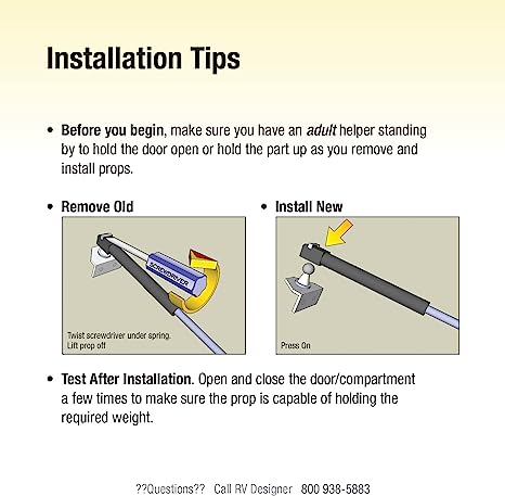 SALE - RV Designer Gas Prop Door Support- 20", 40 lbs