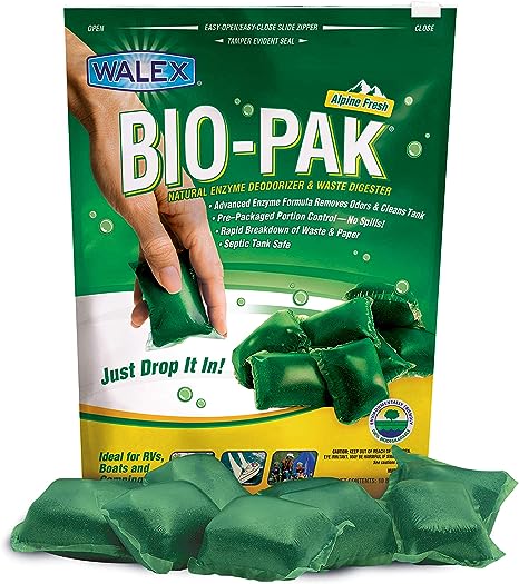 Walex Porta Pak Holding Tank Deodorizer & Waste Digester - Alpine Fresh 10 Drop Ins/Pouch