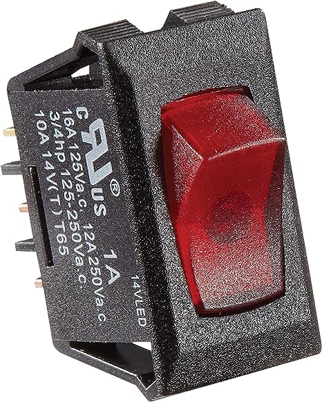 SALE - RV Designer Black w/Red Rocker Switch- 10 Amp