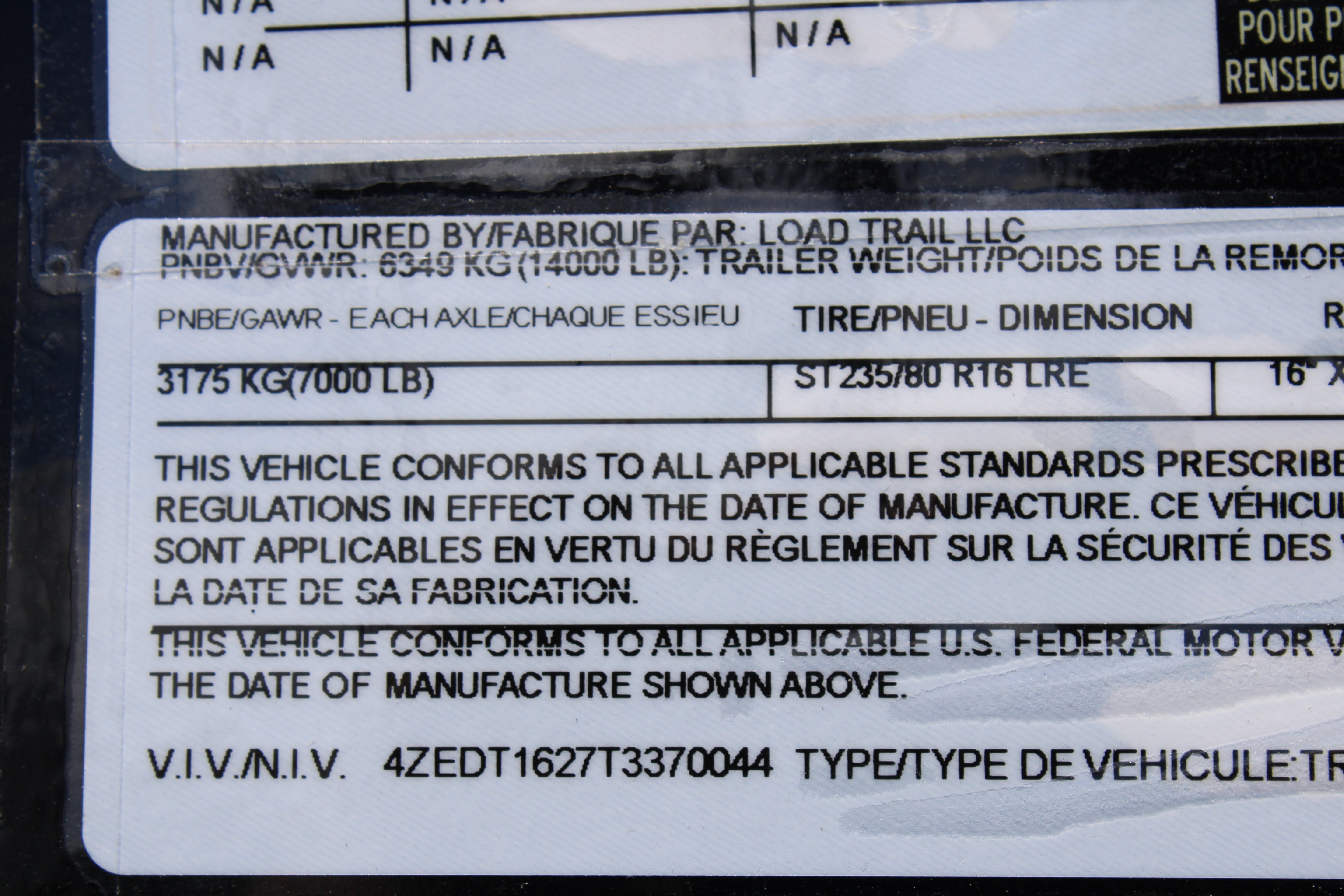 Loadtrail 83"x16' Dump Trailer