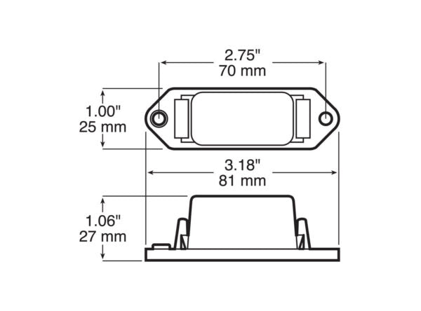 Peterson Incandescent Marker/Clearance Light Red - Rectangle White