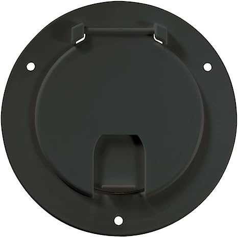 RV Designer Round Electric Cable Hatch Deluxe- Black