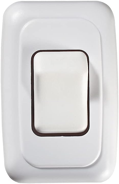 RV Designer Contoured Wall Switch- White, Single