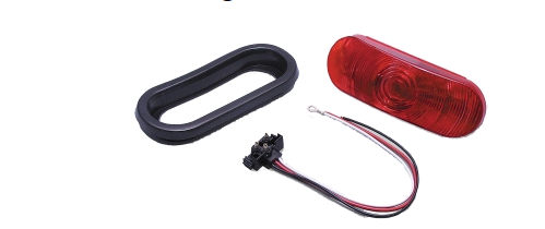 Bargman Oval Trailer Light Red w/ Grommet and Pigtail