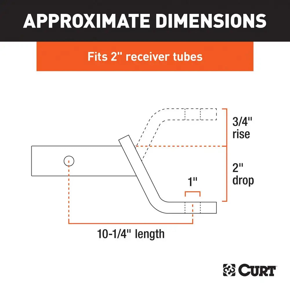 Curt Class 3 Ball Mount- 2" Shank, 2" Drop, 7,500lbs, 10-1/4" Long