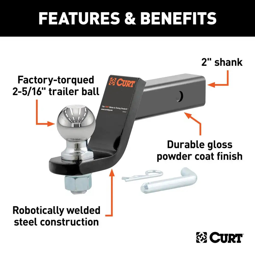 Curt Loaded Ball Mount with 2-5/16" Ball, 2" Shank, 4" Drop, 7,500lbs