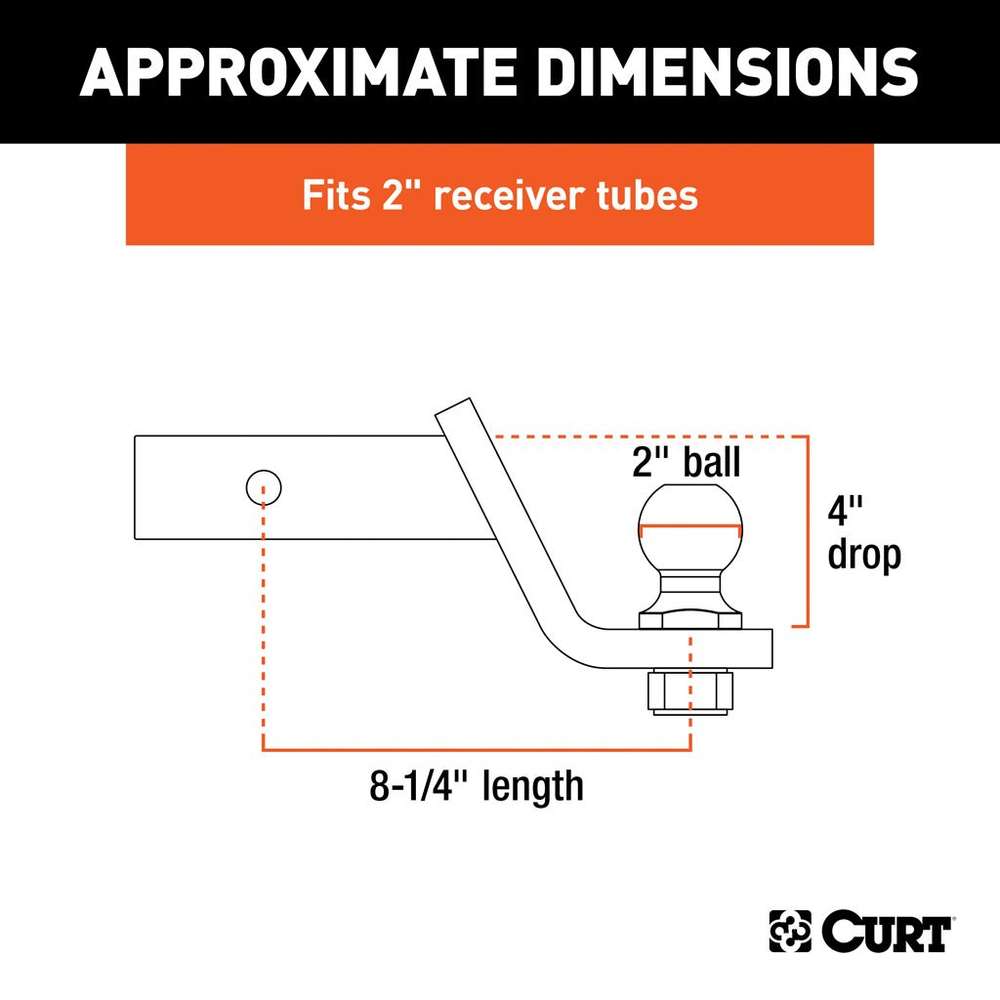 Curt Loaded Ball Mount with 2" Ball, 2" Shank, 4" Drop, 7,500lbs