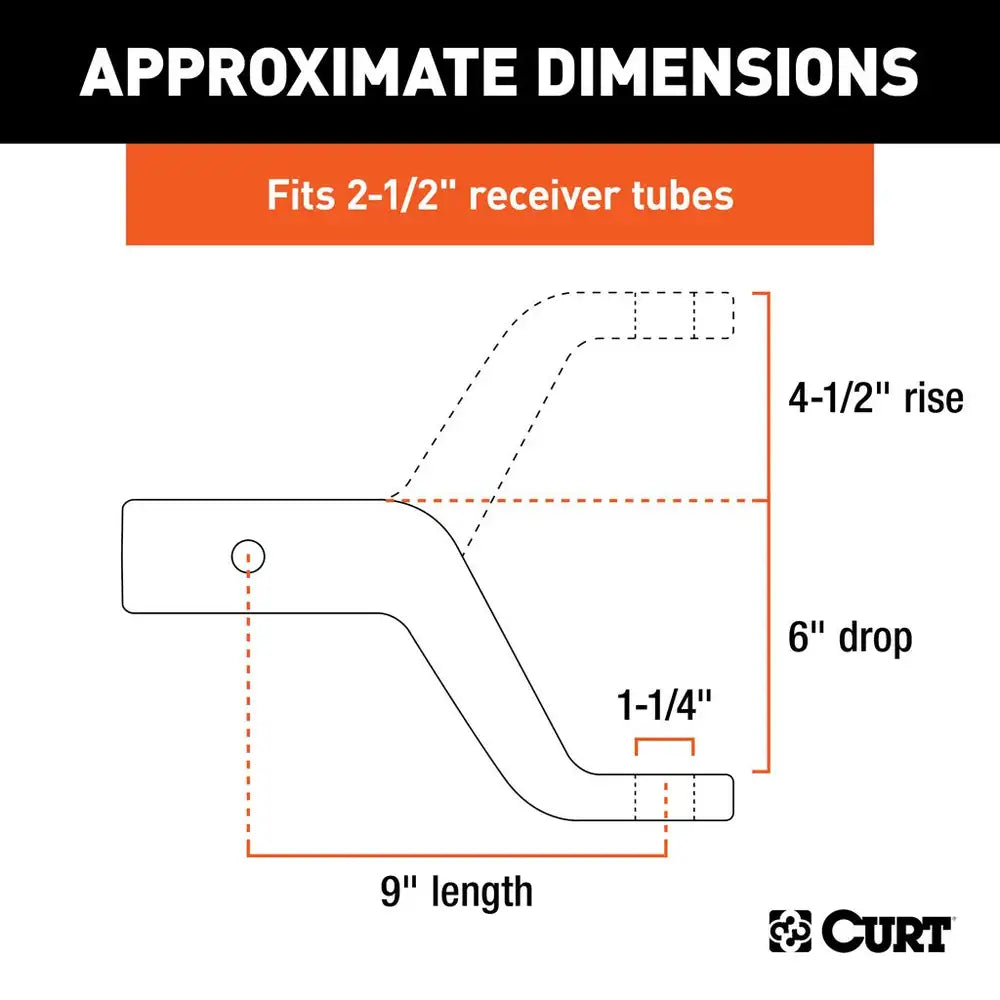 Curt Commercial Duty Forged Ball Mount- 2-1/2" Shank, 6" Drop, 20,000lbs