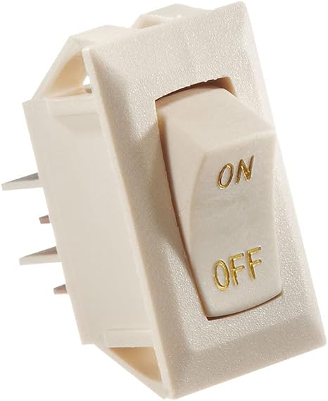 RV Designer Ivory Rocker Switch w/Gold text- 10 Amp