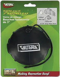 Valterra Waste Valve Cap, 3″ Bayonet- Black