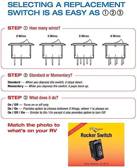 RV Designer Contoured Wall Switch- White, Single