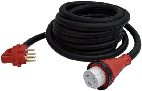 Valterra Mighty Cord 50Amp 25′ RV Detachable Power Cord w/Handle, Red