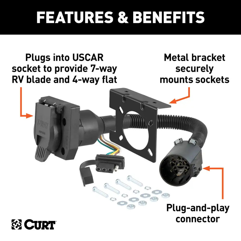 Curt Dual-Output 7 & 4 Way Connector