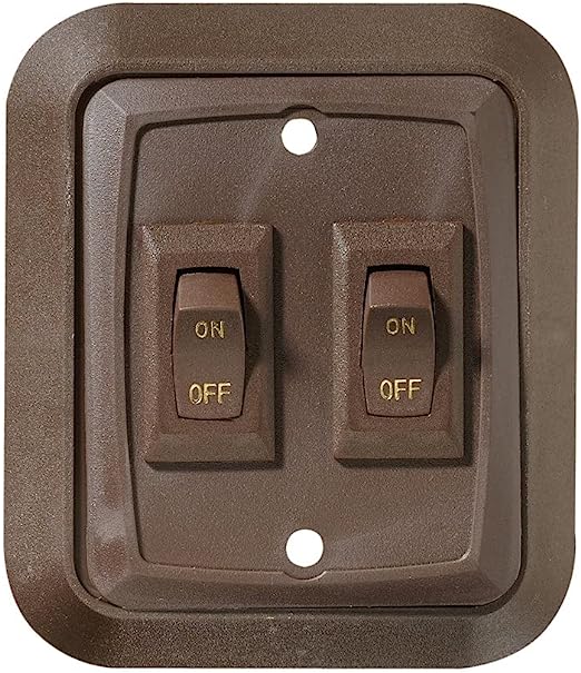 RV Designer Wall Plate Switch -Double, Brown