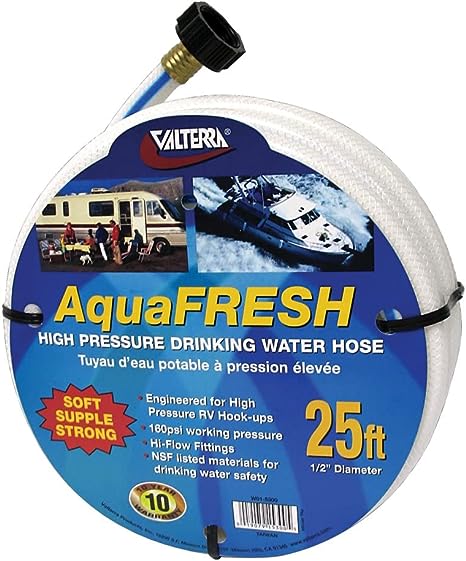 Valterra AquaFresh High Pressure Drinking Water Hose - 1/2" x 25', White