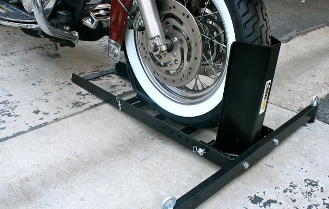 MaxxHaul Motorcycle Wheel Chock with Stand