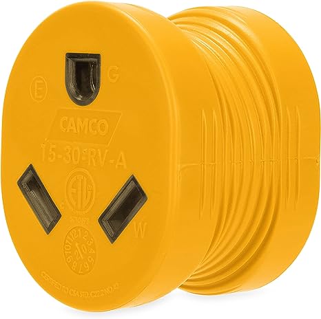 Camco Power Grip 15AM / 30AF Adapter, 125V / 1875W