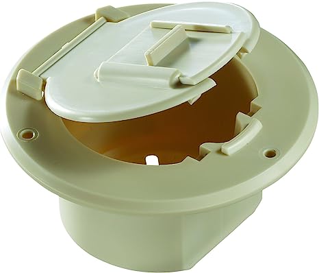 RV Designer Basic Round Electrical Cord Hatch- Colonial White