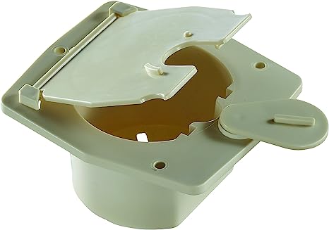 RV Designer Round Electrical Cable Hatch, Flat Sided - Colonial White