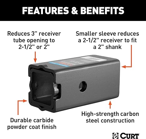 Curt Reducer Sleeve Set (3" to 2-1/2" to 2" Shanks, 2 Pieces)