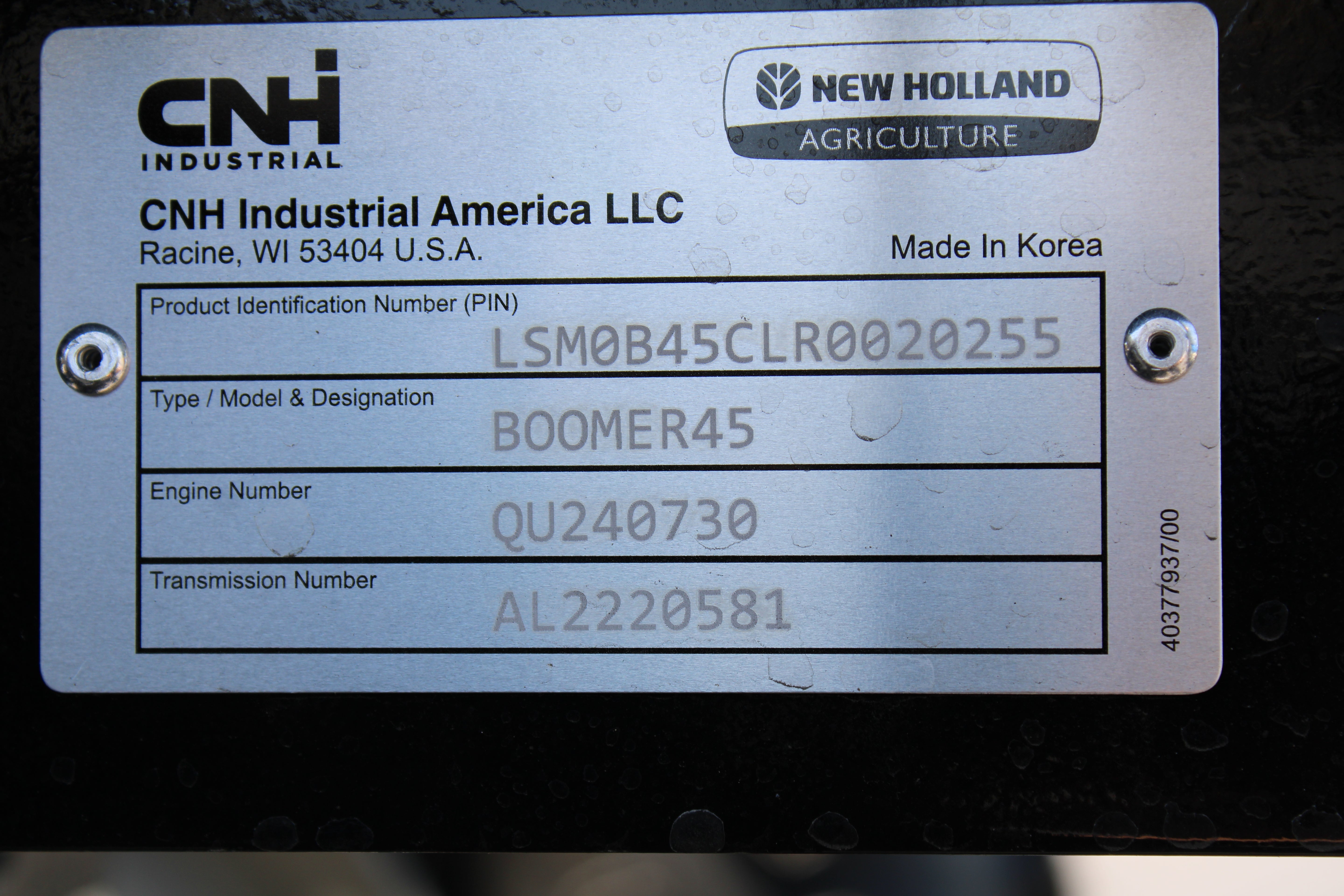 New Holland Boomer 45 Backhoe Tractor