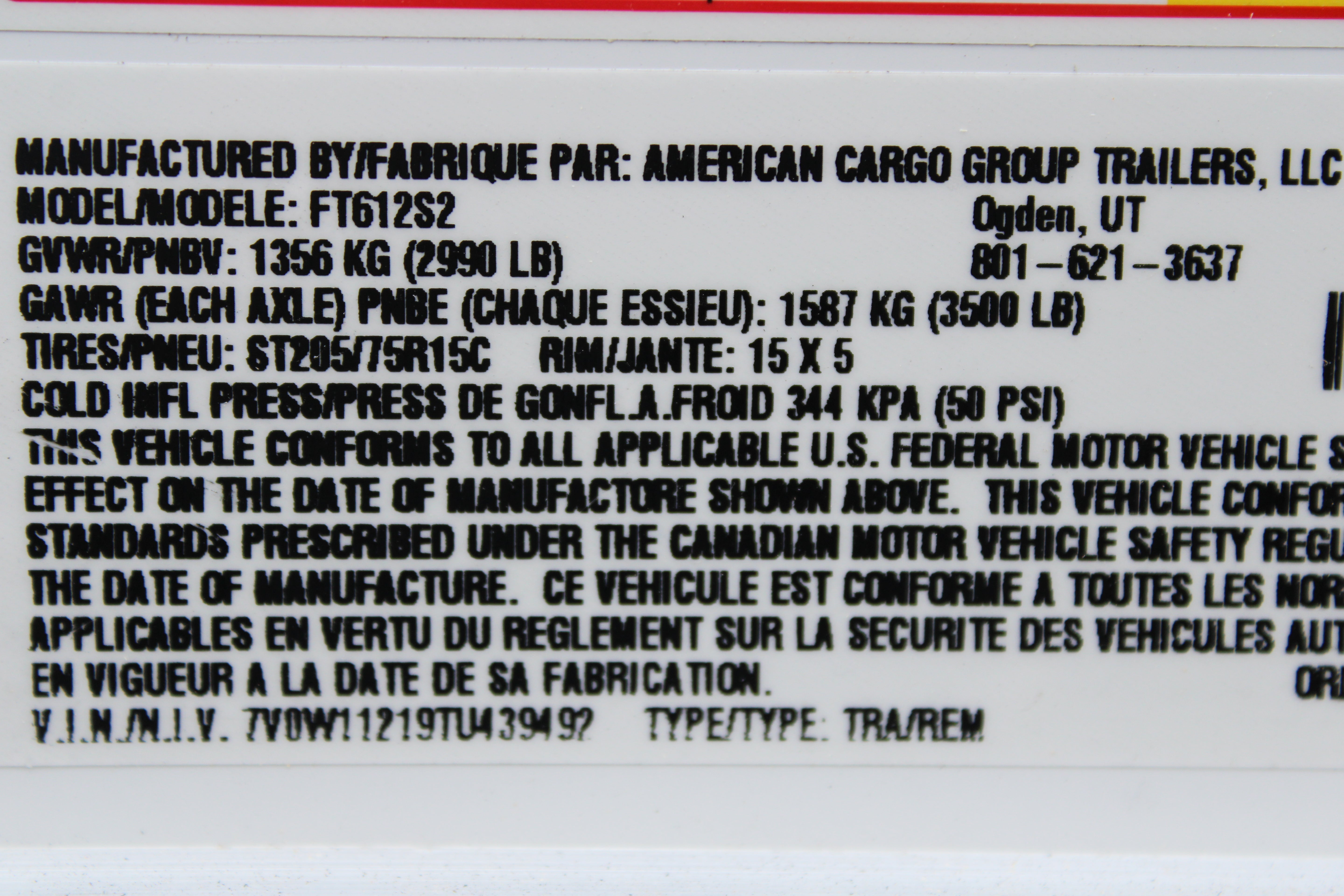 Wells Cargo 6 x 12 Enclosed Trailer