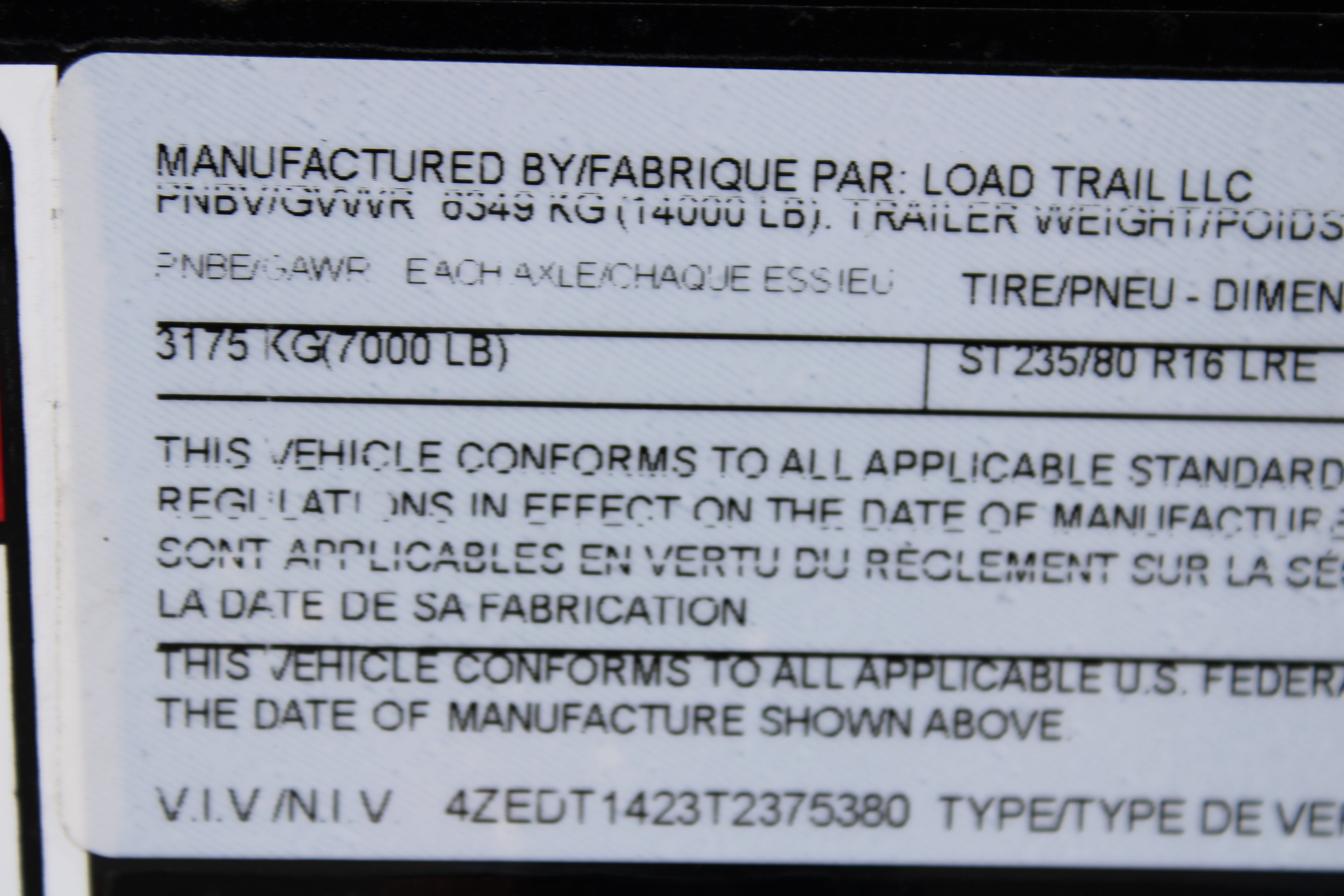 Loadtrail Dump Trailer 14'