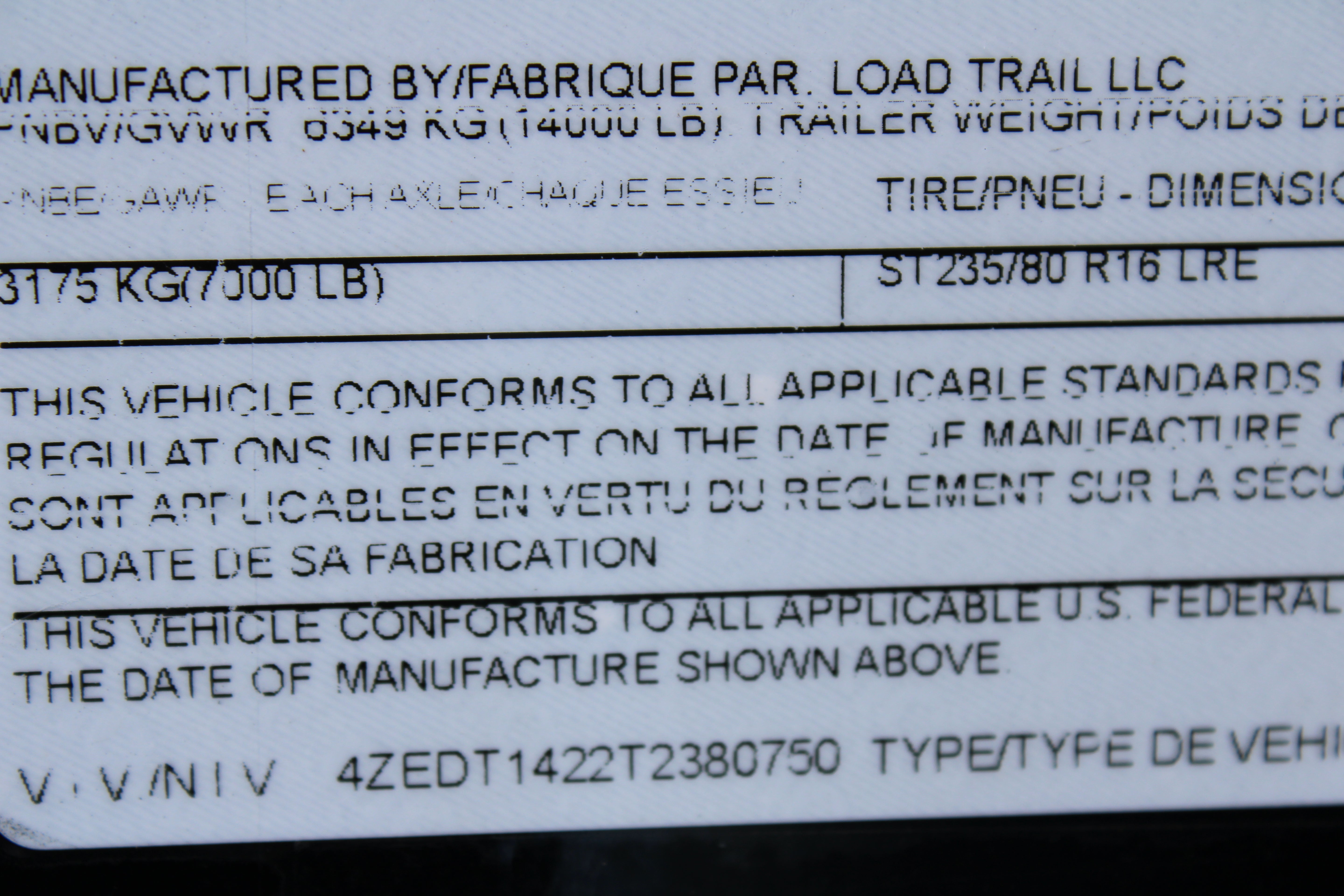 LoadTrail 14' Dump Trailer