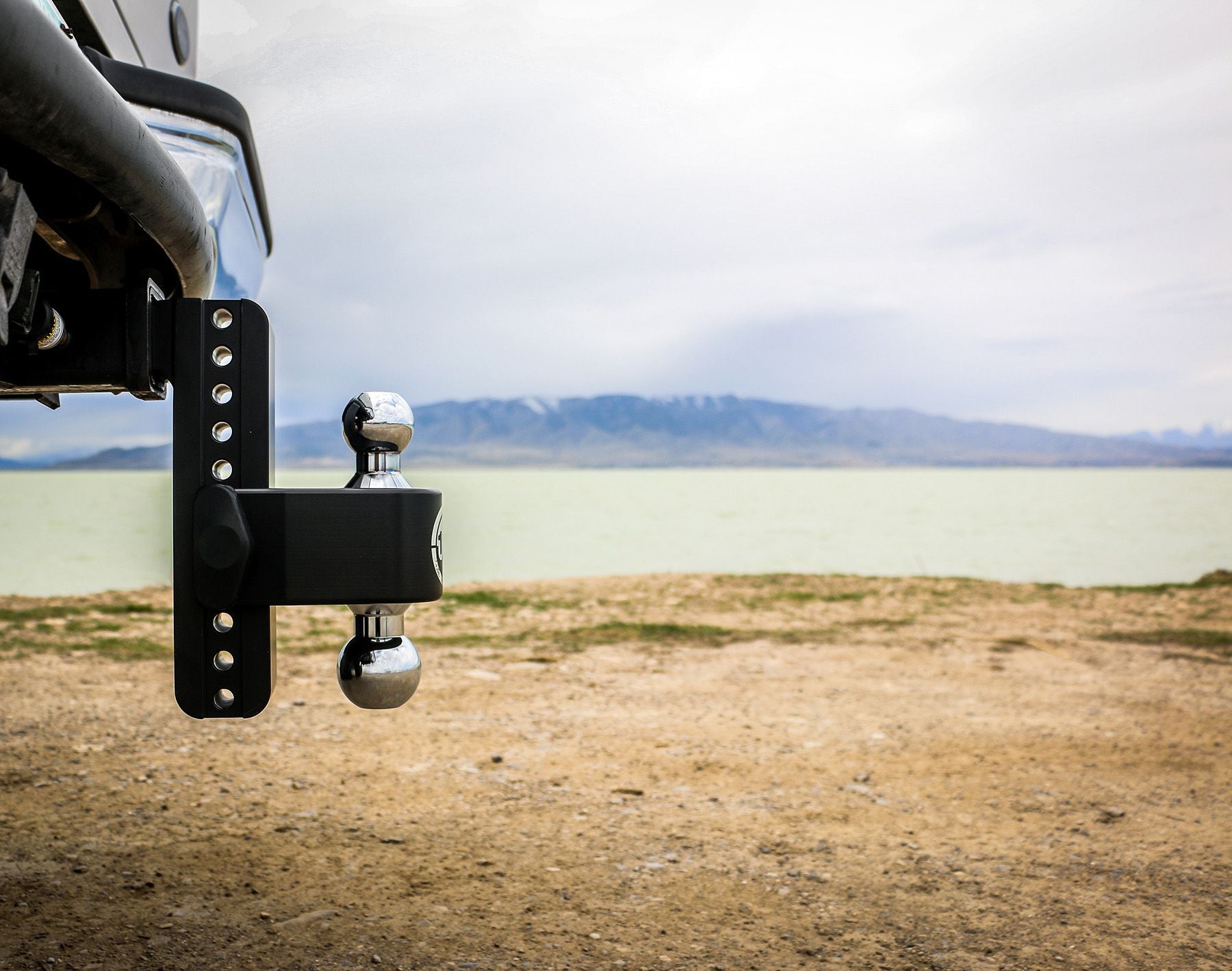 Weigh Safe Black Cerakote Aluminum Turnover Ball 8" Drop Hitch w/ 2" Shank- Chrome Plated